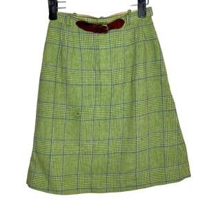 Vintage David Fergunson by The Country House 60s Plaid Wool Belted Skirt Size S